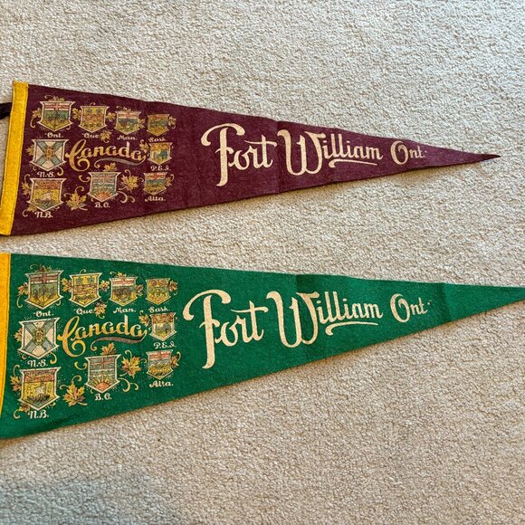 Fort Williams Ontario Canada Felt Pennants Lot of 2 - 22.5" - Picture 1 of 3